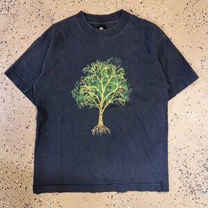 Hurley Mens Tree Logo Graphic T-Shirt Black Short Sleeve Crew Neck Medium